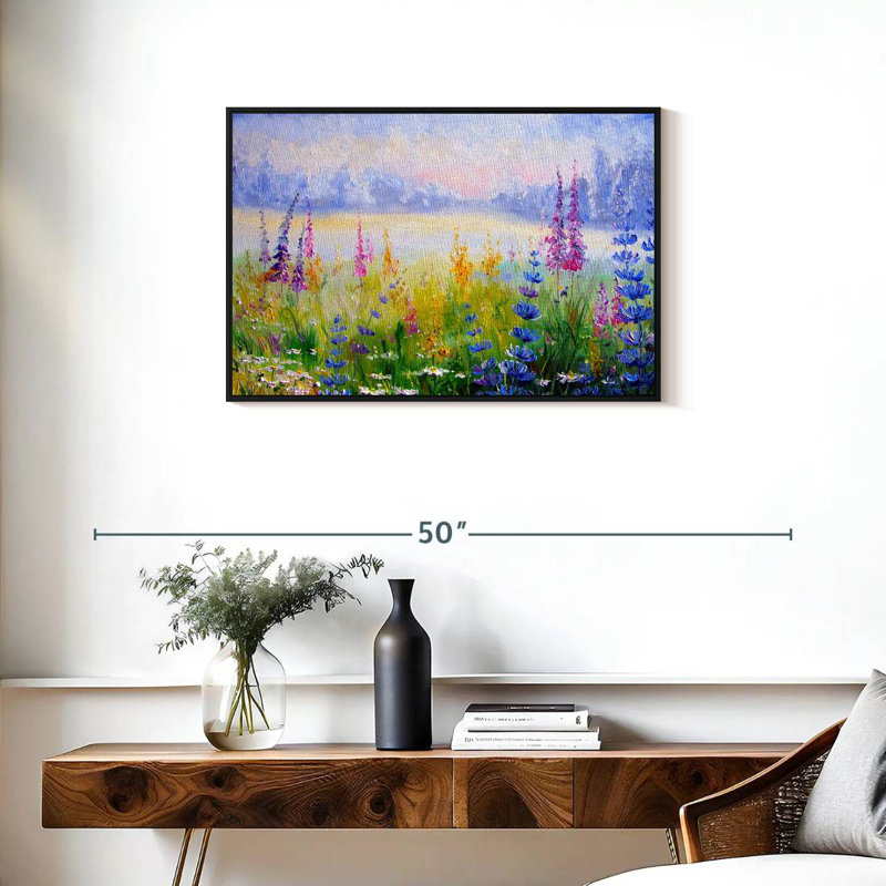 Floral, Cadre flottant noir, 31 po x 21 po