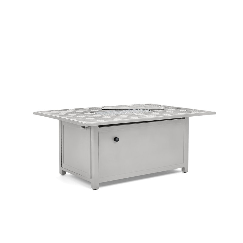 Merge Tables Rectangle Aluminum Propane Smokeless Fire Pit Table with Hidden Fuel Tank, Coastal Mist