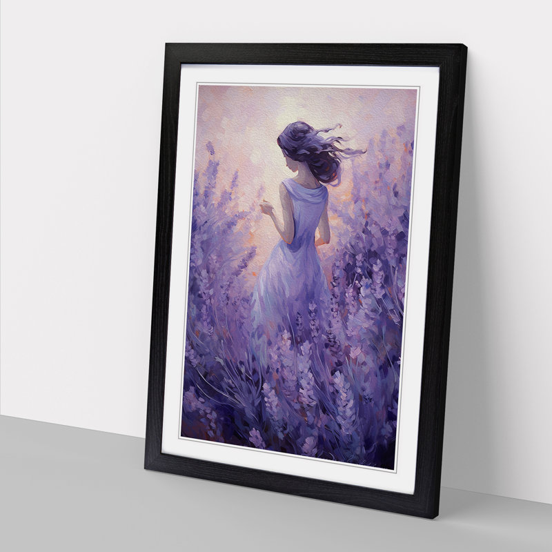 Lavender Flower Impressionism No.2 - Framed Print, 34cm H x 25cm W x 2cm D, Black
