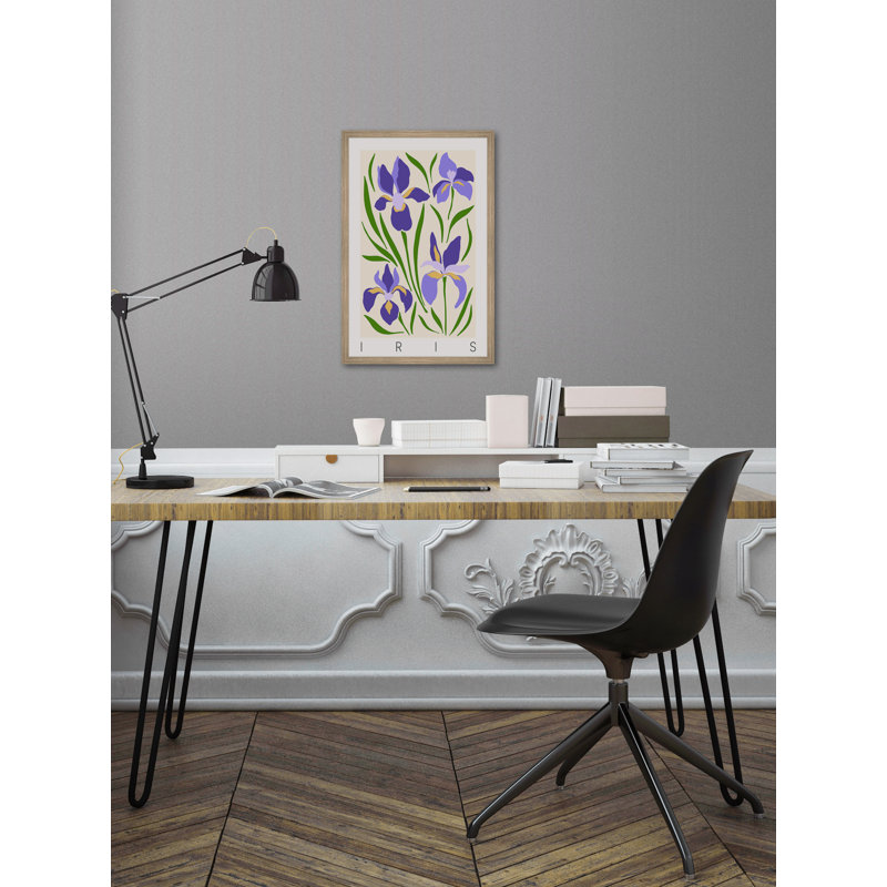 Wild Iris Flowers - Single Picture Frame Painting, 30cm H x 30cm W