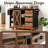 55.5-Inch Farmhouse Kitchen Island with Drop Leaf, Power Outlet, Barn Door, and Rolling Wheels for Flexible Storage and Workspace.-2043804380