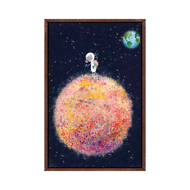 Stop And Smell The Moon by Rachel Nieman - Painting on Canvas, 66.04cm H x 45.72cm W x 3.81cm D, Classic Brown Wood Framed