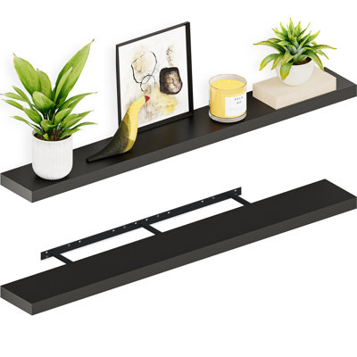 Tablettes flottantes Miami, 60 po de long, tablettes murales robustes en bois