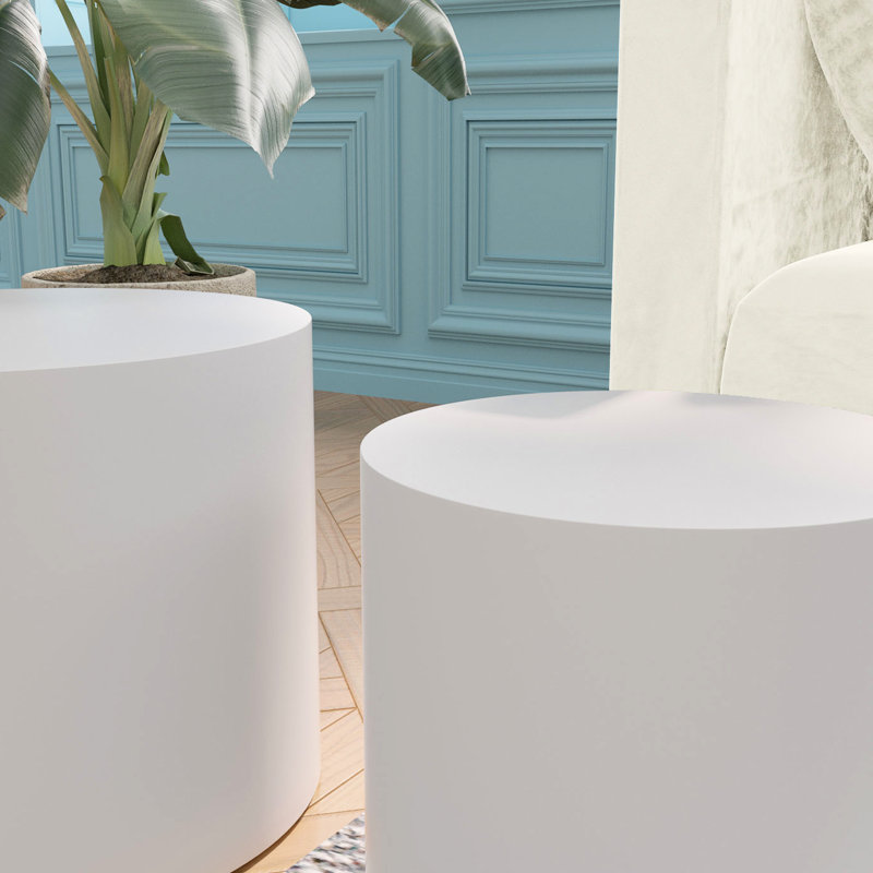 Table d'appoint blanche - avec 2 tables en frêne, chêne, placage de noyer pour le salon, le bureau, la chambre à coucher attrayante et les pièces d'extrémité Table en frêne / chêne / noyer
