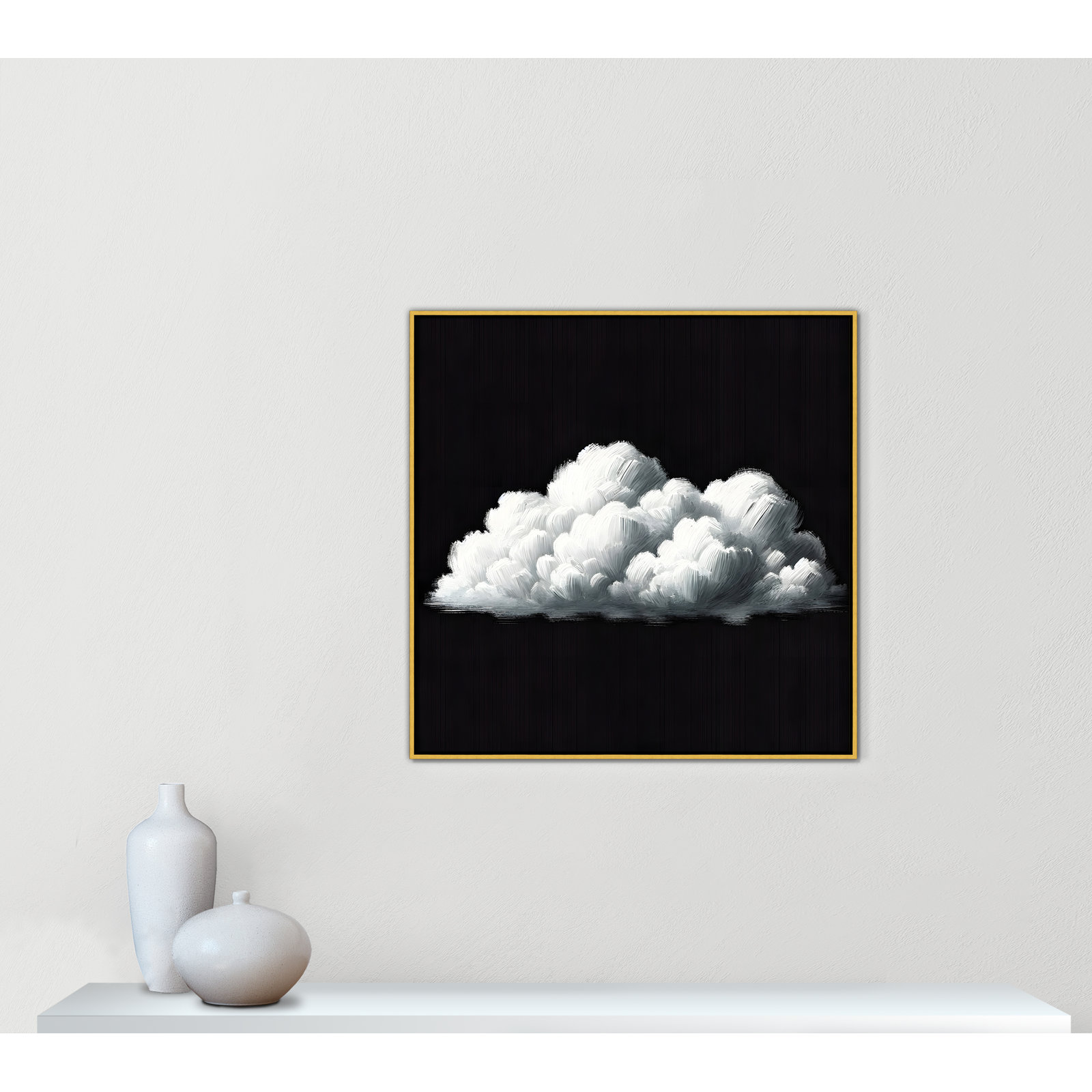 White Clouds Print by , 37.5" H x 37.5" W, Gold