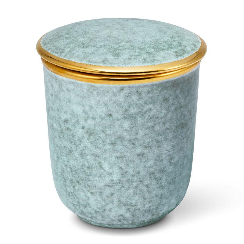 Gold and Green Urn Shape Planter with Lid