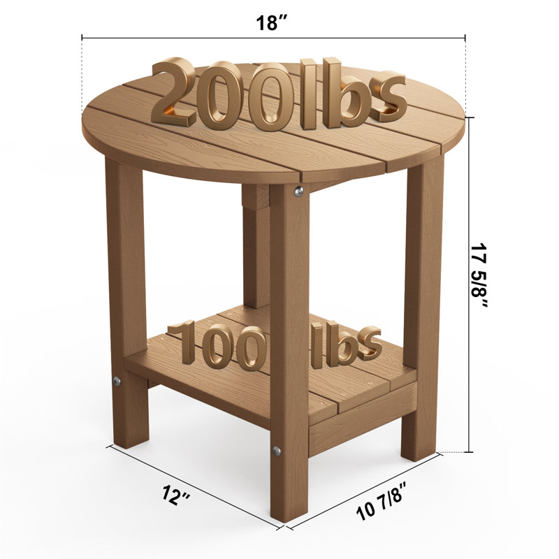Sweetgrove Oversize 17.5'' Plastic/Resin Outdoor Side Table, Teak
