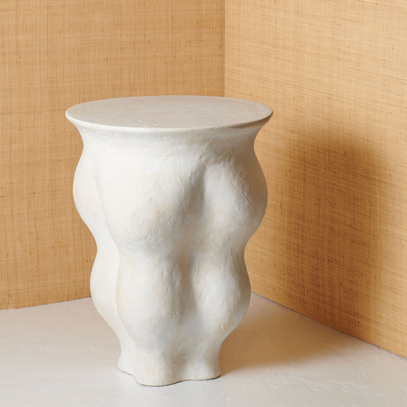 Fresco White Abstract Resin Round End Table