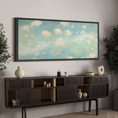 «Cloudscape Soft Blue Sky with Fluffy Clouds», reproduction sur toile