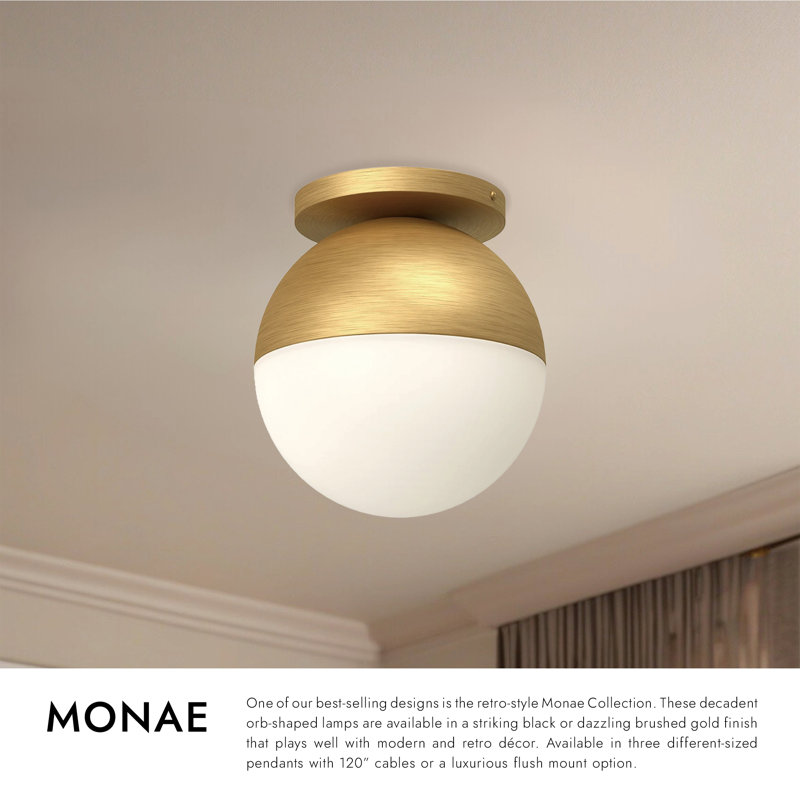 Monae 1 - Light Flush Mount, Brushed Gold, 10.75" H x 9.88" W x 9.88" D