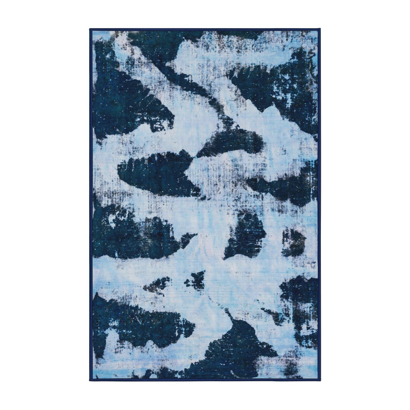 Tapis bleu en laine Power Loom, Rectangle 2 pi x 3 pi