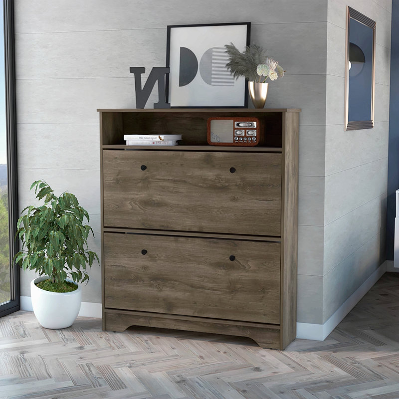 Range-chaussures, plateau supérieur, une tablette ouverte, deux tablettes extensibles, Brown