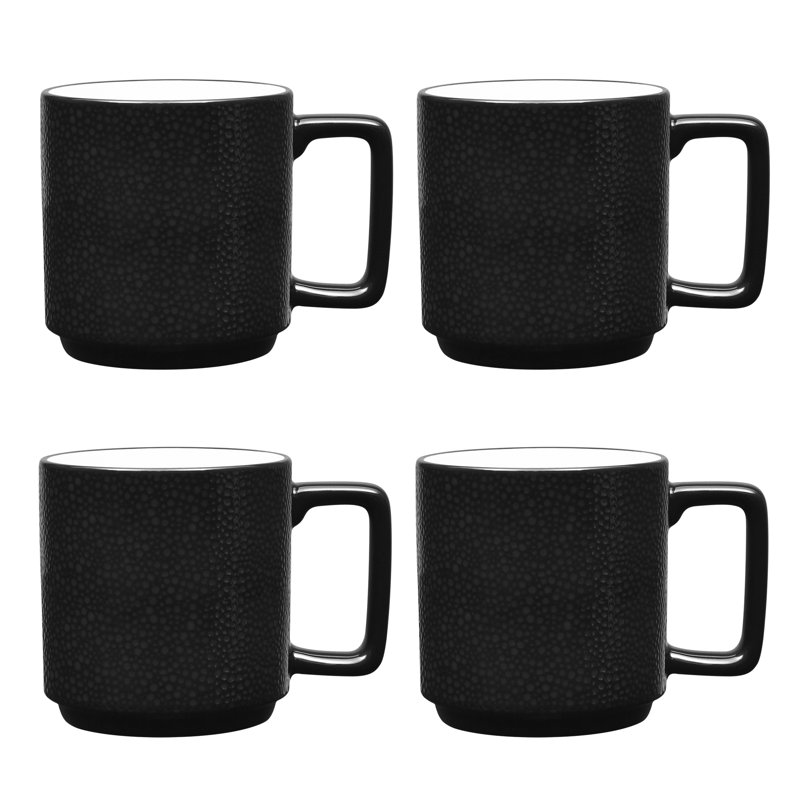 Noritake Colortex Stone Stax Mugs, 16 Oz., Set of 4, Black
