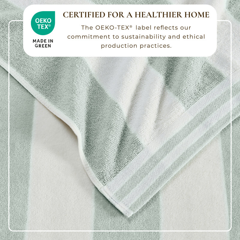  Edgartown 100% Cotton Modern Cabana Stripe Beach Towels, Light Blue