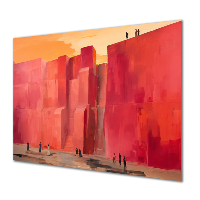 «Orange Judaism Wail Wall Prayer II» - Judaïsme, art mural en métal MT134910, H 24 po x l 32 po x P 1 po