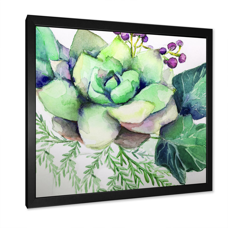 " Painting Succulent Flowers " Painting Print, Black Picture Framed Canvas, 30" H x 30" W x 1" D
