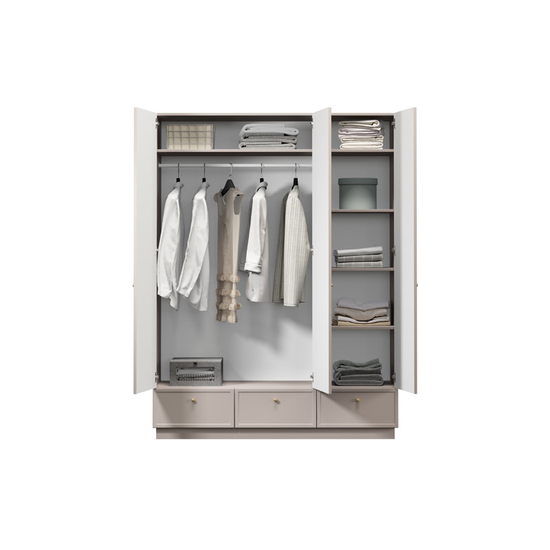 Bagga 3 Door Wardrobe, Gold