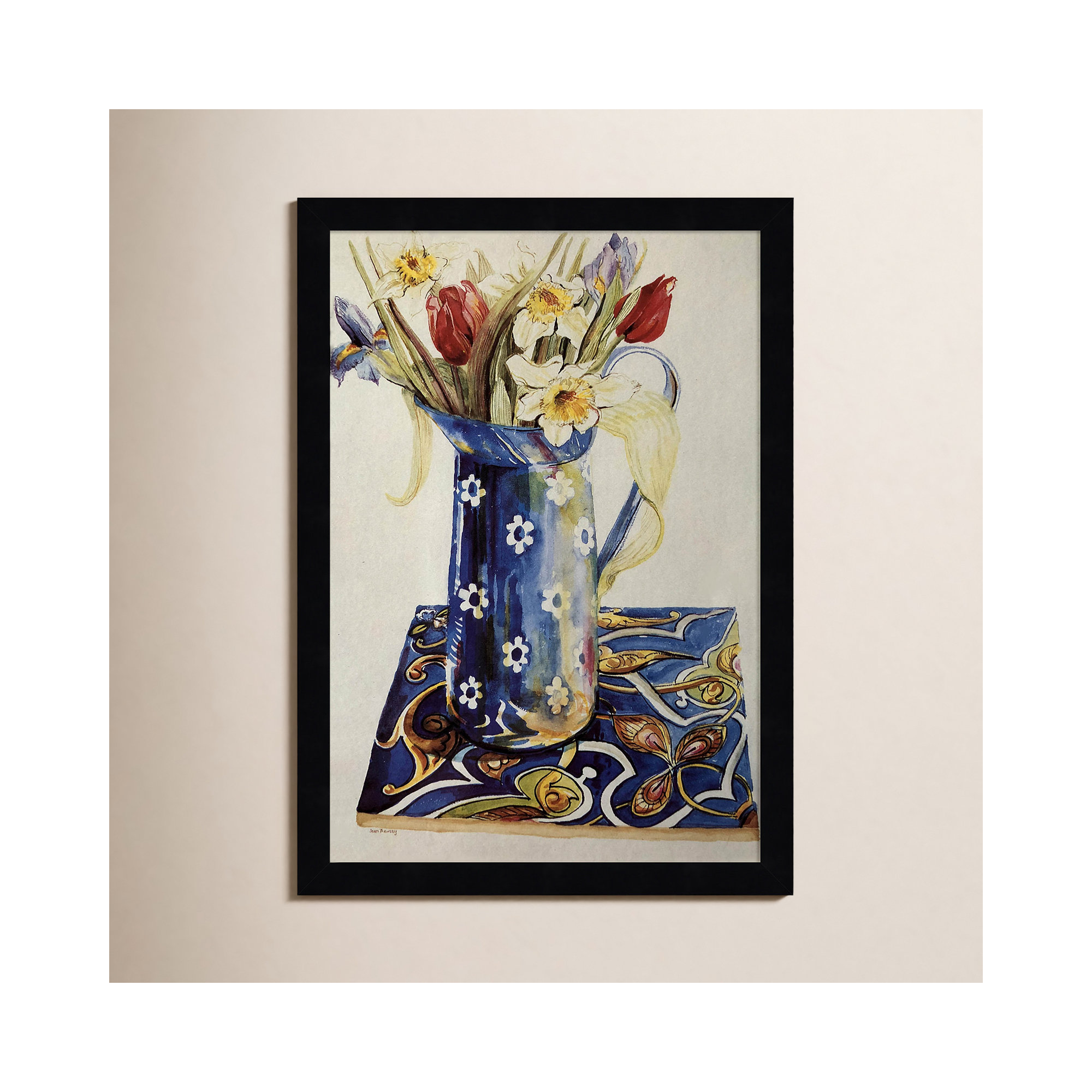 Tulips by Thewsey Joan, 17" H x 12" W x 1" D, Black