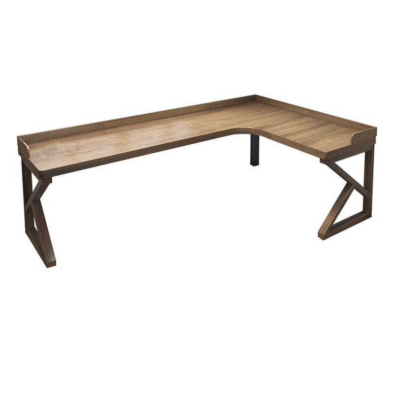 Bureau rectangulaire en bois massif noyer clair, Retour à droite, H 29,53 po x l 86,61 po x P 55,12 po