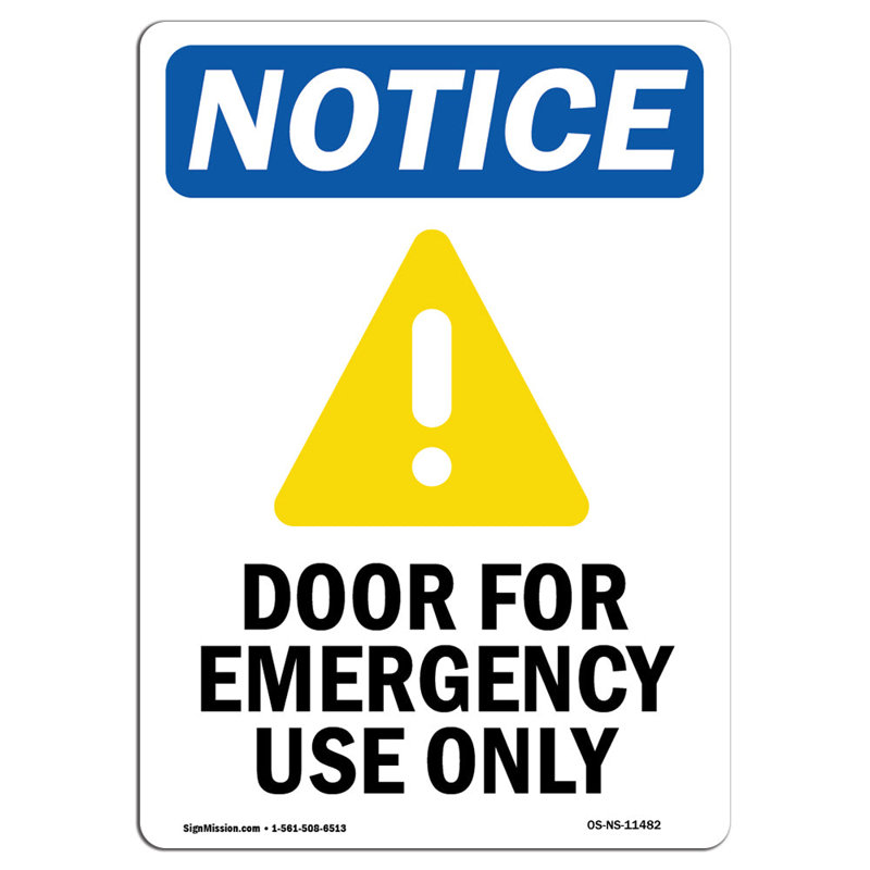 Panneau de porte pour avis d'urgence, H 24 po x l 18 po x P 0,1 po