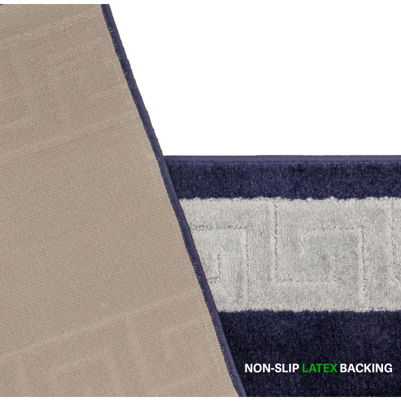 Tapis à poils mi-longs mi-longs bleu marine et gris, Tapis 2 pi 2 po x 28 pi