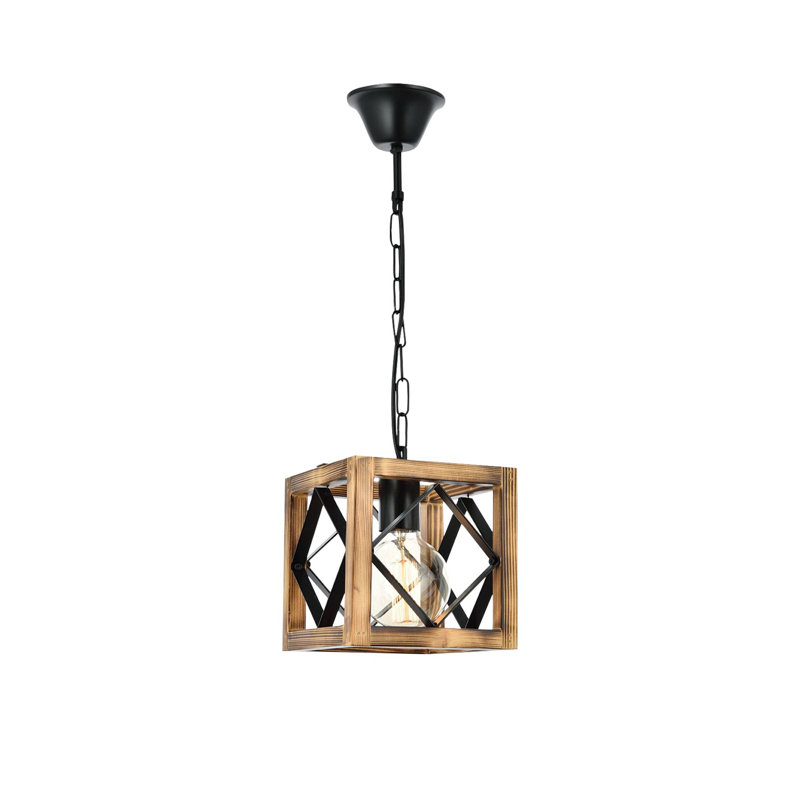 Luminaire suspendu carré à 1 lumière Lowther, Brun