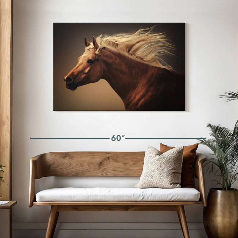 Blonde Chestnut Horse, 30" H x 45" W