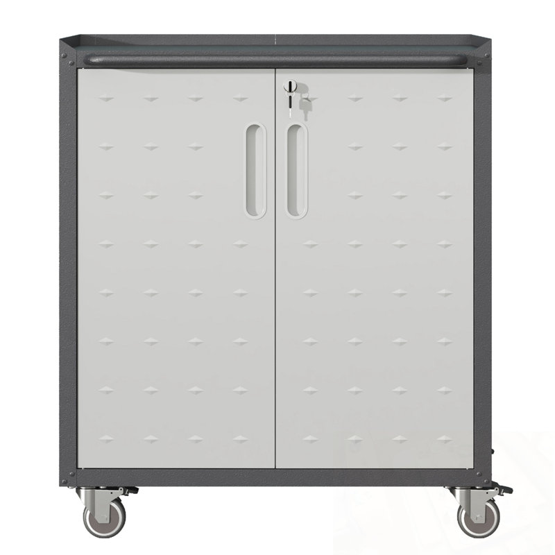 Metal Storage Cabinet With Wheels And Lockabke Doors