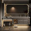 Meuble-lavabo mural en bois d'hévéa massif 59,06 po avec miroir intelligent et armoire d'appoint-1454544405