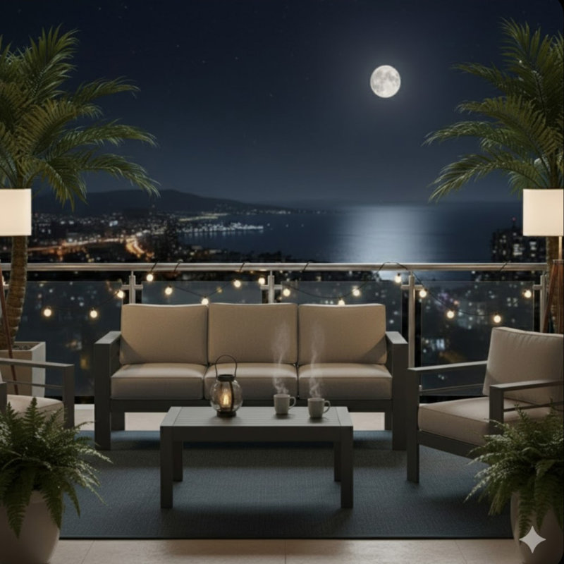 2 Pieces Outdoor Patio Set, Gray, Gray