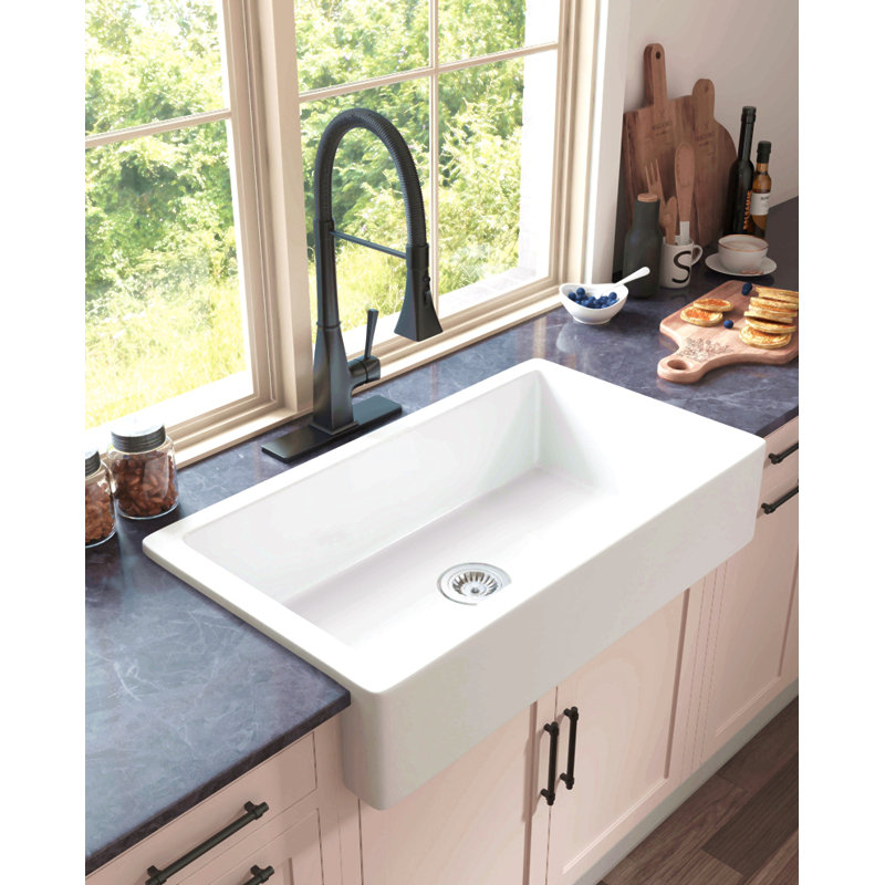 White Farmhouse Sink Deep Apron Sink Undermount Farmhouse Kitchen Sink Single Farm Sink