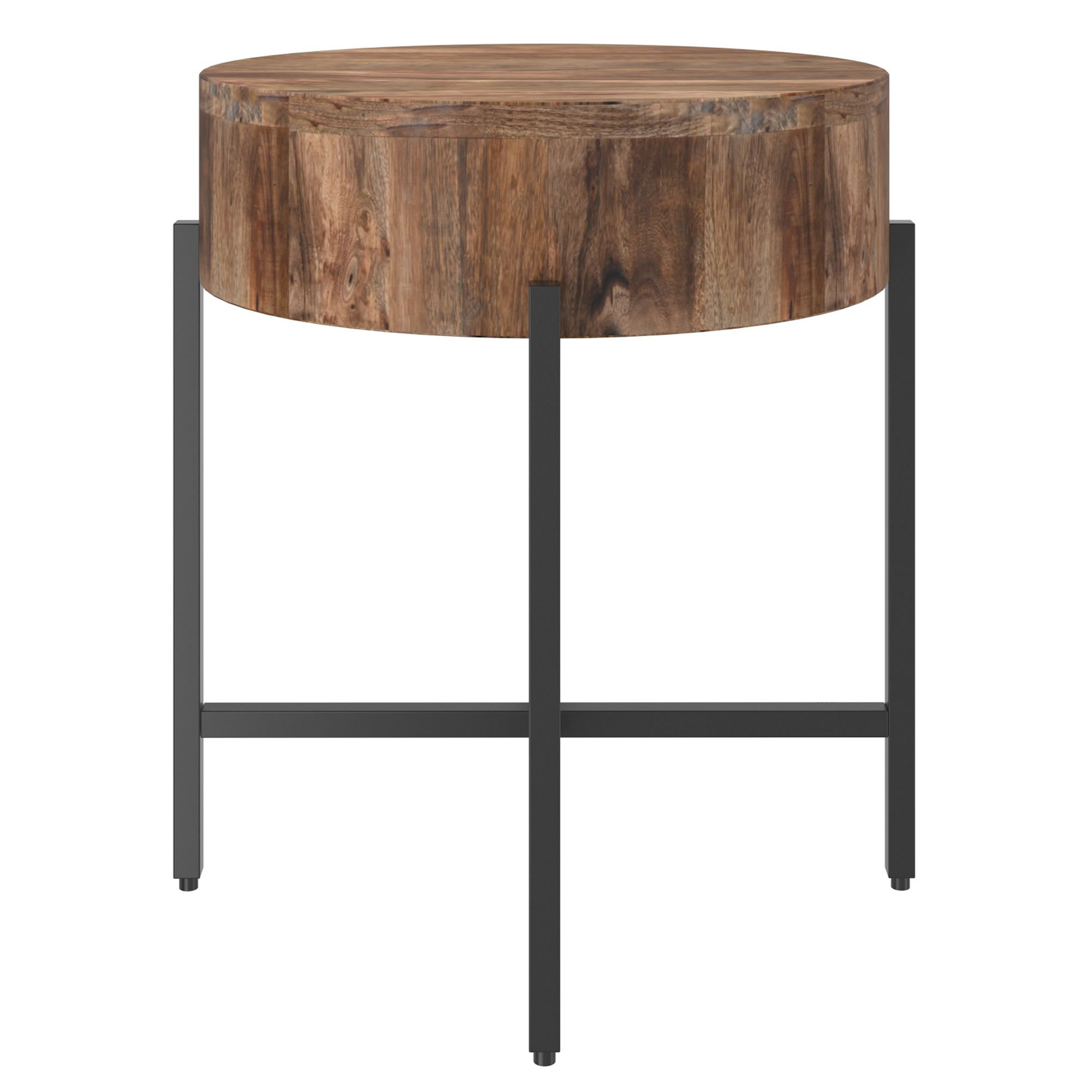 17 Stories Table d'appoint ronde en naturel et noir Ronald - Wayfair Canada