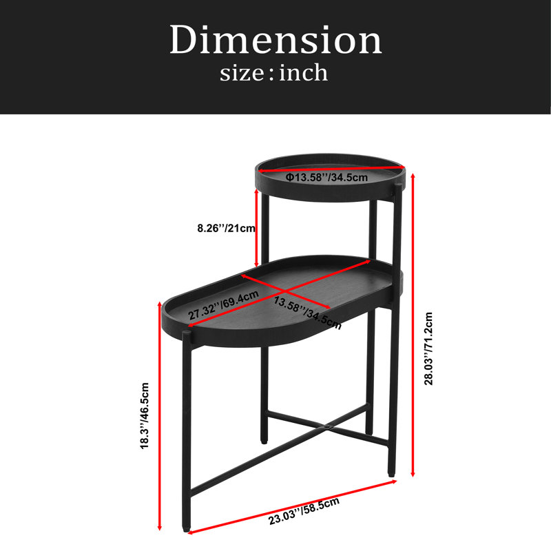 Table d'appoint à 2 niveaux avec canapé de rangement pour table de salon et table de bout en bois