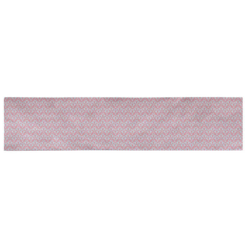 Chemin de table art déco Avicia, 72 po x 16 po, Polyester sergé, Rose / Bleu