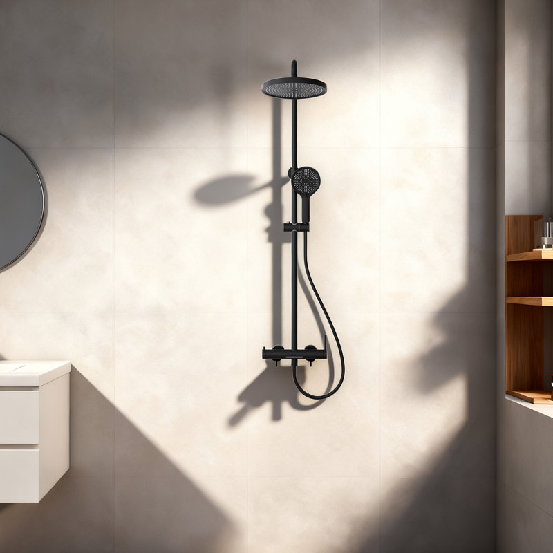 3-Function 10-Inch Rain Shower System With Handheld And Bathtub Waterfall Spout, Chrome