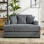 Très grande chaise longue de style moderne 55 po Valoria avec tissu chenille et station de charge intégrée