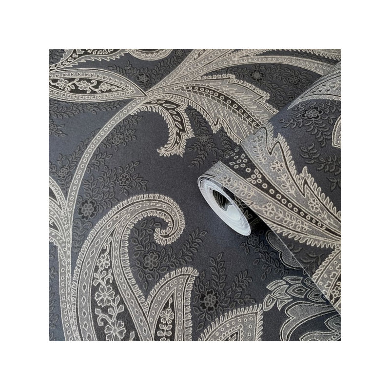 Elegance 10m x 53cm Satin Wallpaper Roll, Dark Grey