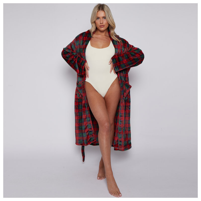 Wiber Mid-Calf Bathrobe, Red