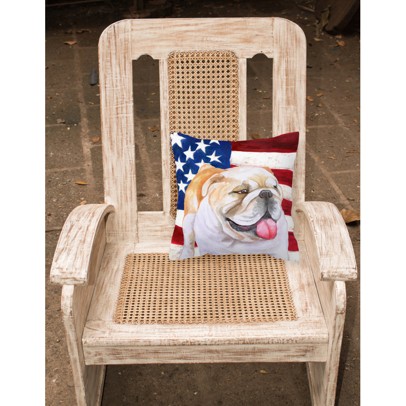 Coussin décoratif intérieur/extérieur 2 patriotiques yorkshire terrier, 18 po x 18 po, Bouledogue anglais