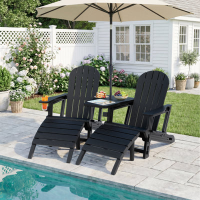  2-Person Outdoor Adirondack Chair with Ottoman