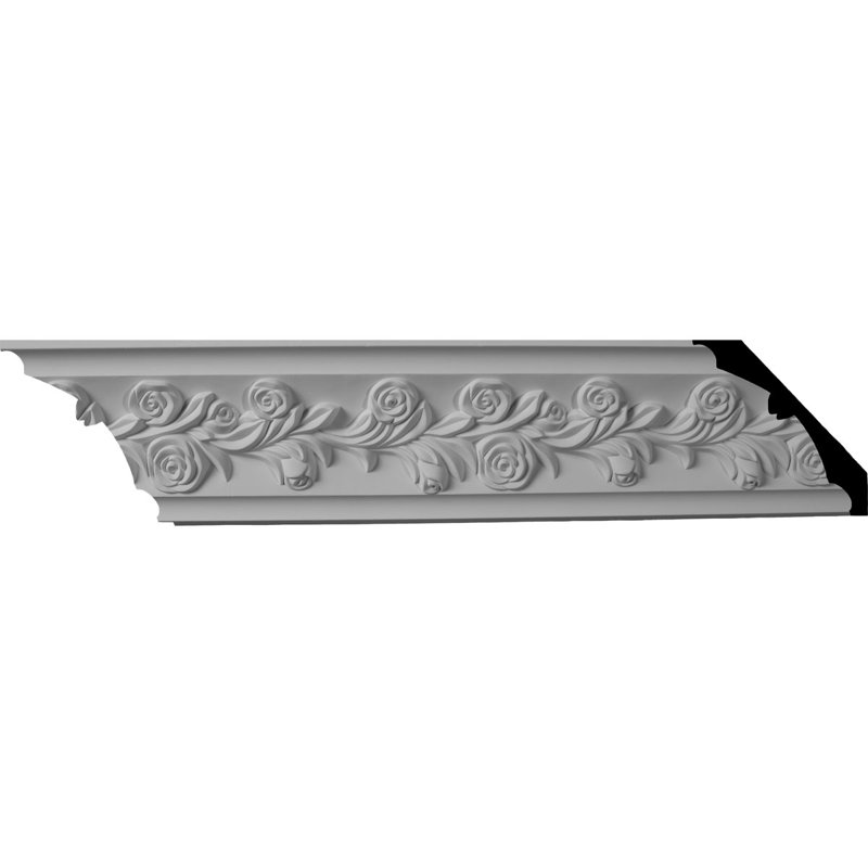 Primed Polyurethane Rose Crown Moulding, 94.5 in