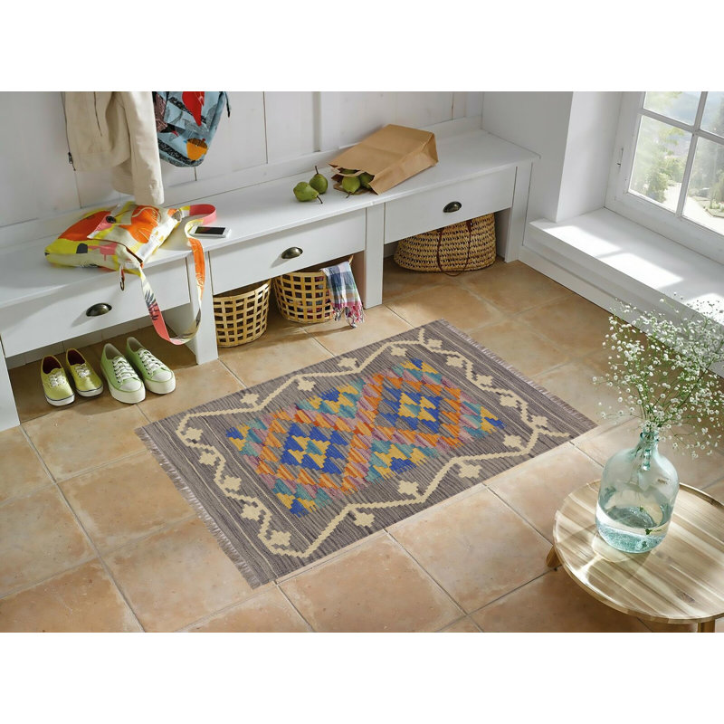 Tapis rectangulaire en laine tissé à plat 2 pi x 2 pi 11 po Adali