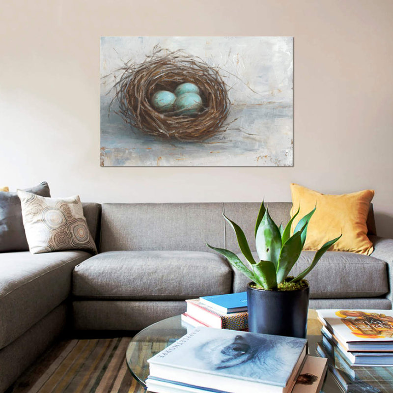 «Rustic Bird Nest I» par Ethan Harper - Impression sur toile tendue sur châssis, H 8 po x l 12 po x P 0,75 po, Toile tendue