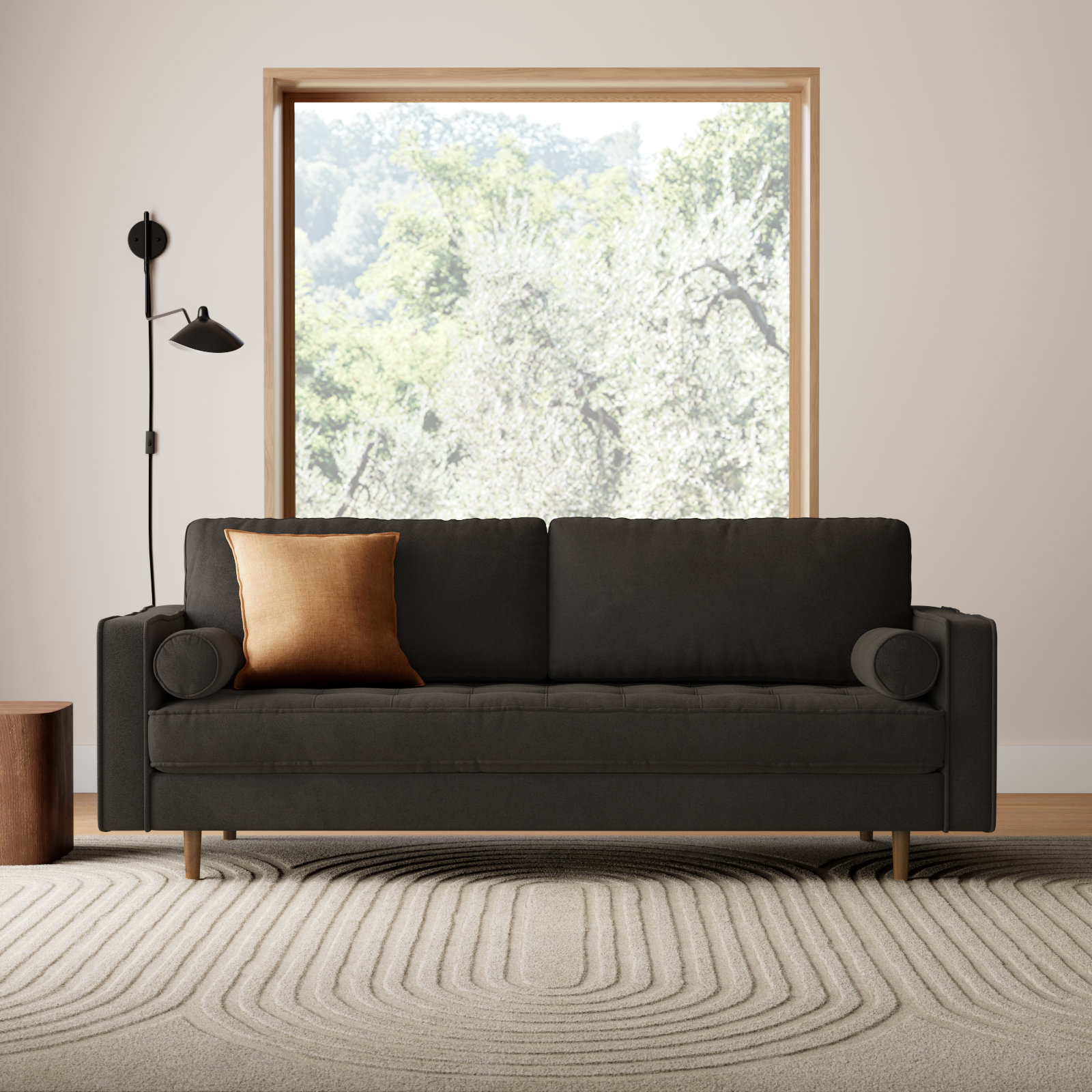 Pritchett 83" Velvet Sofa, Bella Smoke Performance Velvet