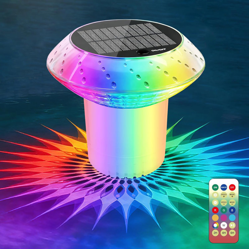 Flotteur solaire de chlore pour piscine avec lumières RVB, lumière de piscine flottante et distributeur de produits chimiques, pour spa de piscine creusée