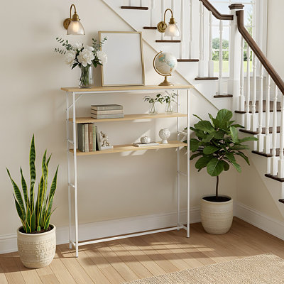 3-Tier Wood-Grain Narrow Console Table