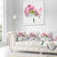 Fleurs de lis rose sur croquis blanc - coussin à imprimé floral-30744999-30745003