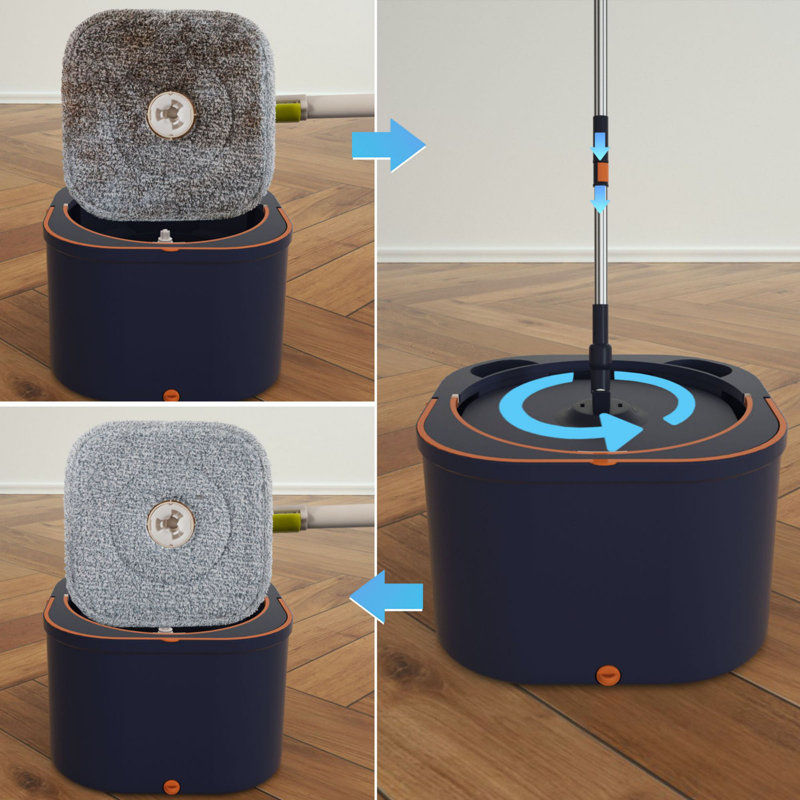Mop Bucket with Wringer, Separate Dirty and Clean Water, Blue