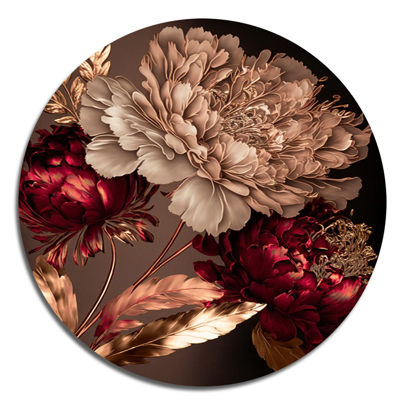 Reese - Art floral rond en métal, H 23 po x l 23 po