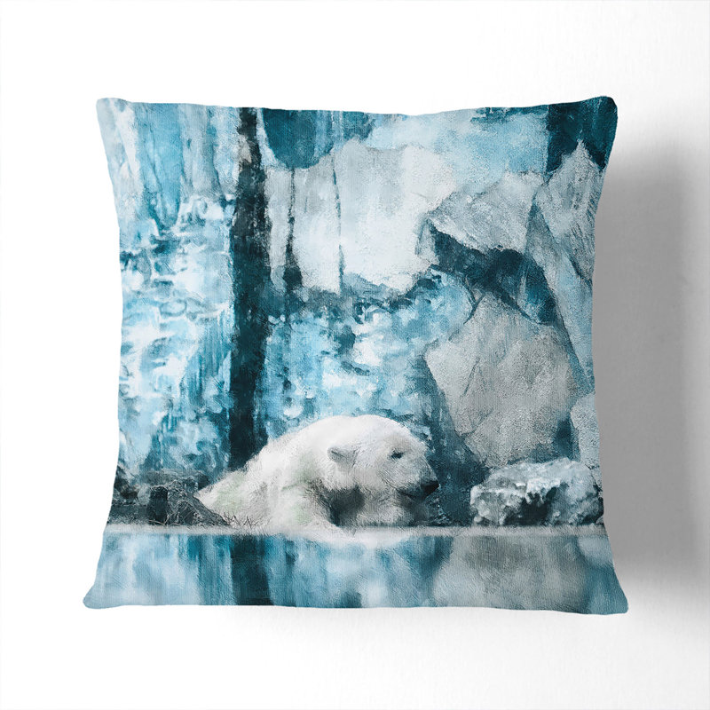 The Polar Bear Painting Square Throw Cushion, 55cm H x 55cm W x 20cm D